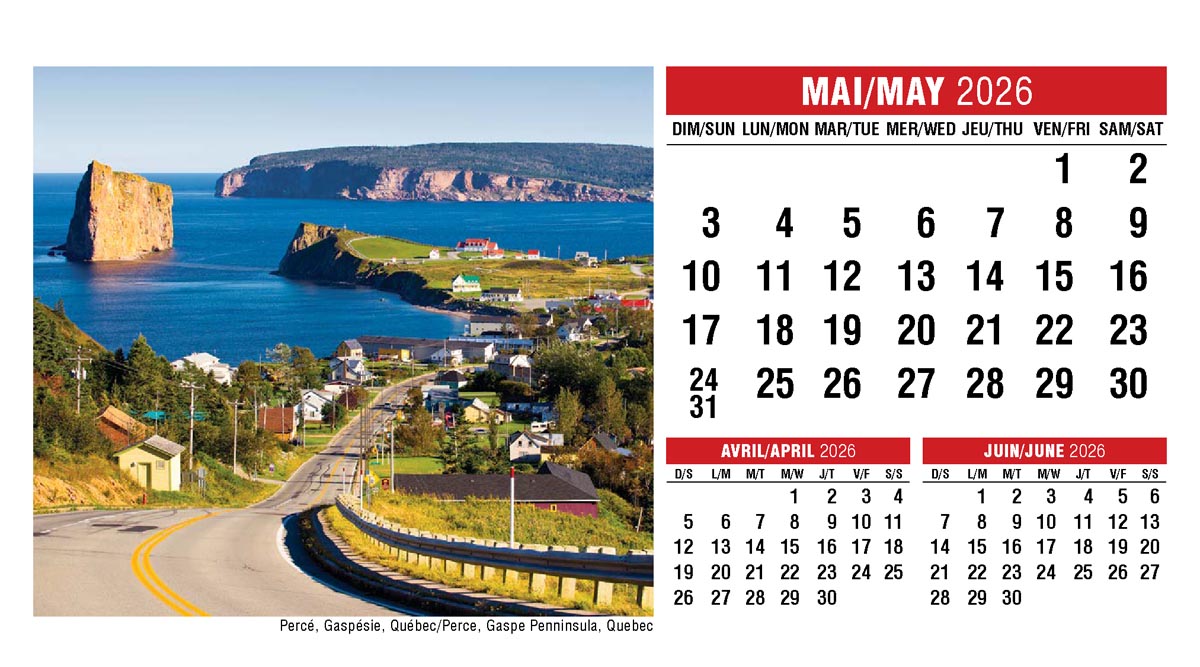 Galleria Canadian Scenes( ENG/Fr) Promotional Desk Calendar- 2026